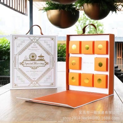 2022 Mid-Autumn Festival Moon Cake Packaging Box High-End Gift Box Portable Flow Heart Box 8 Pieces Spot Gift Box
