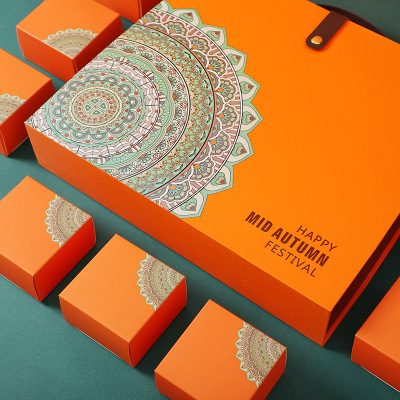 2022 New Mid-Autumn Festival Portable Moon Cake Box 6/8 Tablets Factory Wholesale Box Creative Hermes Large Gift Box