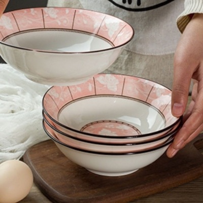 Stall Supply High-End Home Commercial Bowl Set Large Bowl Soup Bowl Bamboo Hat Eating Instant Noodles Household