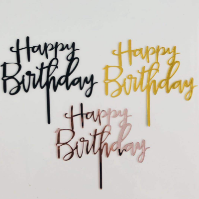 New Happy Birthday English Letters Cake Inserting Card Handwriting Acrylic Cake Decoration