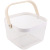 Home Kitchen Bathroom Storage Basket Rishato Basket Iron Portable Storage Basket Wooden Handle Fruit and Vegetable Basket