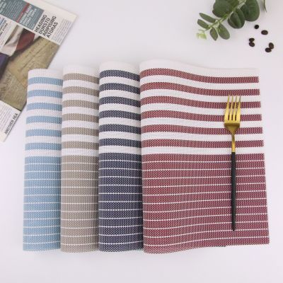 Cross-Border Hot Selling Striped Placemat Ins Nordic Style Western-Style Placemat Teslin PVC Placemat Heat Proof Mat Waterproof Non-Slip Mat