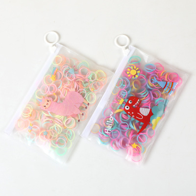 Cartoon Frosted Bag Disposable Rubber Band Korean Children's Basic Hair Rope Thick Color Girls' Rubber Band Wholesale