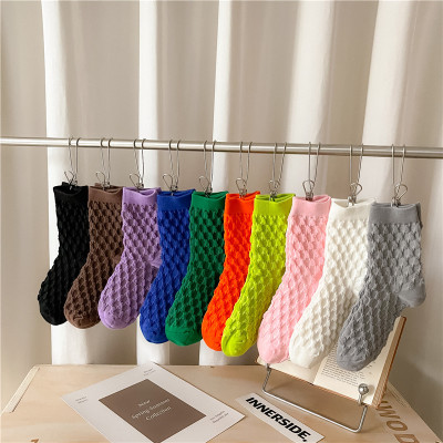 High-Profile Figure Bubble Socks Summer Thin Breathable Socks Female Ins Tide Personality Japanese Style Tube Socks Fluorescent Color Long Socks