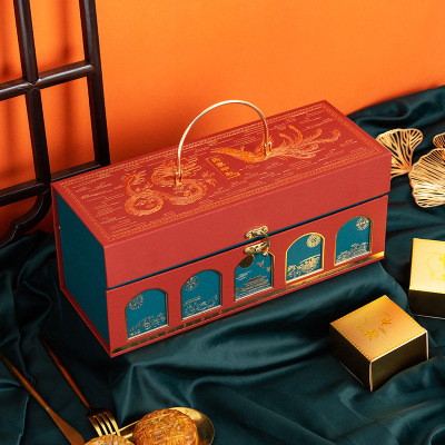 New Moon Cake Packaging Box Luxury Palace Style Give as Gifts Paper Box round Festival Mid-Autumn Festival Gift Box Spot