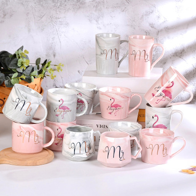 European Mug Creative Marble Pattern Ceramic Cup Wedding Hand Gift Printed Logo Office Water Glass