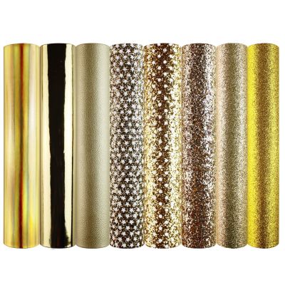 Gold Series Leather Material Suit Sequins Fine Powder Laser Litchi Pattern Material DIY Earrings Bag Tool