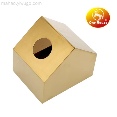 Golden Small House Tissue Box