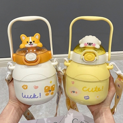Big Belly Drinking Cup Insulated Mug 316 Food Grade Children's Straw Cup Girls Good-looking Cute Portable Kettle New