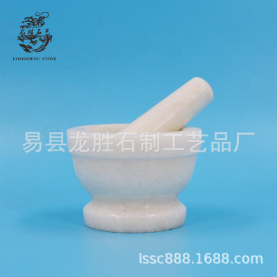 In Stock Wholesale Marble Garlic Press White Small Size Stone Mortar 10cm Kitchen Mash Grinder
