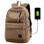 Canvas Travel Backpack External USB Charging Bag with Earphone Hole Early High School Student Schoolbag Wholesale