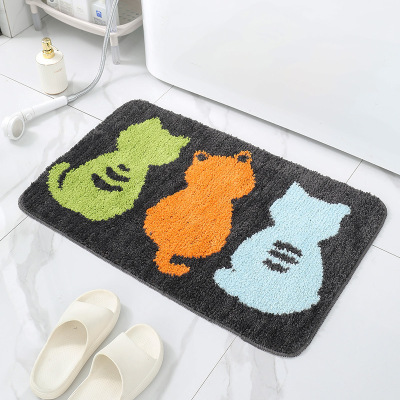 New Cartoon Flocking Ground Mats Bathroom Non-Slip Mat Doorway Household Bedroom Door Mat Absorbent Floor Mat