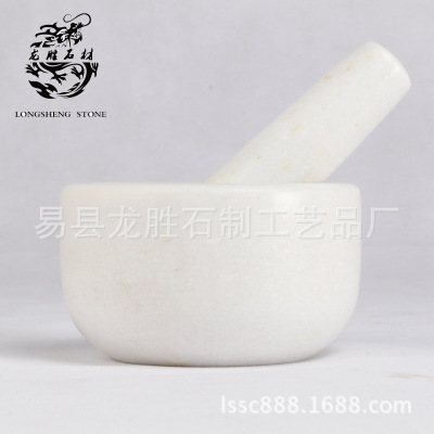 Factory Direct Sales Marble 13*10 Pure White Stone Mortar Garlic Press Gallipot