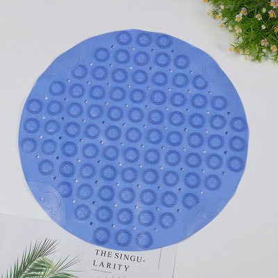 PVC round Smiley Face Pattern Brush Non-Slip Bathroom Mat Beautiful, Safe and Healthy with Suction Cup