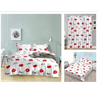Polyester Polyester Fiber Bedding Bed Sheet Quilt Cover Three-Piece Four-Piece Set Match Sets