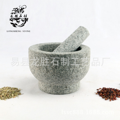 SOURCE Factory Formulated Natural Granite Stone Mortar Garlic Press Black Drug Crushing Bowl Household Kitchen Grinder