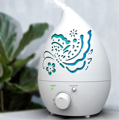 1.3L Water Drop Aromatherapy Humidifier Hollow Carved Colorful Gradient Romantic Ambience Light Ultrasonic Humidifier