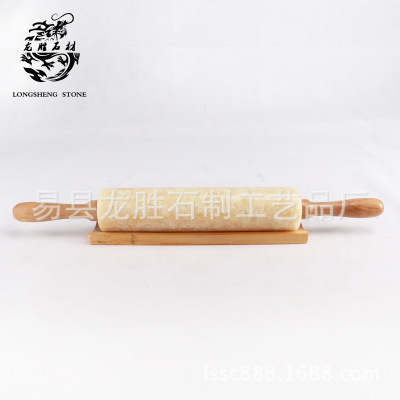 Longsheng Natural Stone 46*6 Marble Rolling Pin Rolling Stick Dumpling Wrapper Kitchen Tools Baking Auxiliary Tools