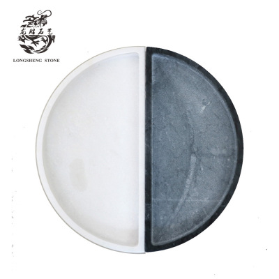 Customized Wholesale Natural Marble Special-Shaped Tray Splicing Combination Stone Carvings Disc Personalized Customization