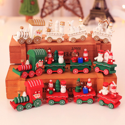 Christmas Decorations Christmas Wooden Train Children's Kindergarten Holiday Christmas Gifts Christmas Ornament Gifts