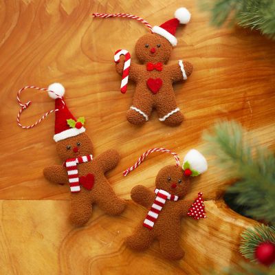 Creative Cross-Border New Christmas Decoration Gingerbread Man Doll Small Hanging Piece Christmas Tree Accessories Pendant 3-Piece Set