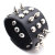 Pe02 European and American High Profile Retro Punk Jewelry Leather Bracelet Black Two Rows Pointed Nail round Edge Rivet Men's Bracelet