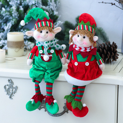 Christmas Red Green Fabric Long Leg Elf Doll Cross-Border Hot Sale Men's and Women's Elf Doll Christmas Decorations