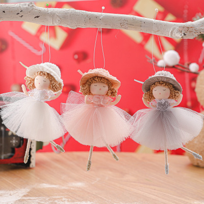 2022 Cross-Border New Christmas Hat Angel Long Leg Girl Shape Doll Pendant Christmas Tree Decorative Hanger