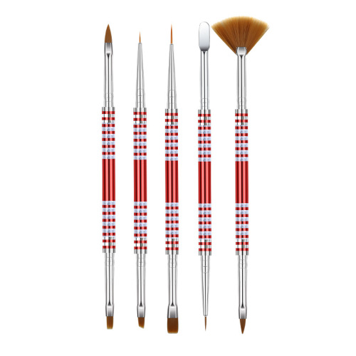 nail brush suit 5 pcs fluoresent marker nail brush double-headed nail brush carved pen in stock