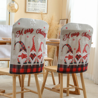 2022 New Cross-Border Christmas Rudolf Chair Cover Living Room Restaurant Home Christmas Decoration Cushion Case Supplies