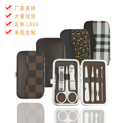 black nail clippers suit 7 pcs set stainless steel nail clippers nail scissors manicure implement gift set wholesale