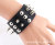 Pe02 European and American High Profile Retro Punk Jewelry Leather Bracelet Black Two Rows Pointed Nail round Edge Rivet Men's Bracelet