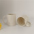 Korean Ins Style Cream Yellow Vintage Mug Beige Ceramic Cup 11 Oz Straight Coffee and Breakfast Cup