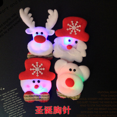 Christmas Decorations Christmas Led Brooch with Light Children's Day Daily Necessities Party Luminous Brooch Small Gift