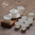 Raw Ore Suet Ice Jade Porcelain Thin Kung Fu Horseshoe Lidded Bowl Tea Set Set Light Luxury Gift Household Tea Maker