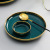 Ceramic Bowl and Chopsticks Set Peacock Green Dish Plate Ceramic Bowl Plate Gold Rimmed Tableware Set Spoon Wholesale