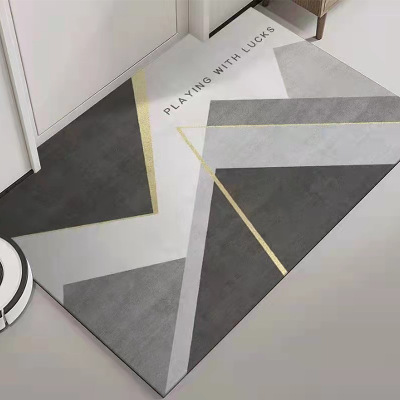 Household Geometric Nordic Style Door Mat Crystal Velvet Stain-Resistant Foot Mat Household Non-Slip Carpet Mat Wholesale