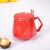 Hand Wedding Gift Diamond Ceramic Mug Marbling Cup with Spoon Lid Support Printing Logo