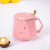 Hand Wedding Gift Diamond Ceramic Mug Marbling Cup with Spoon Lid Support Printing Logo