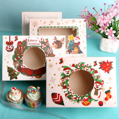 Cross-Border Christmas Kraft Box David's Deer Snowman Printing Baking Gift Bag Packaging Apple Gift Box Packaging