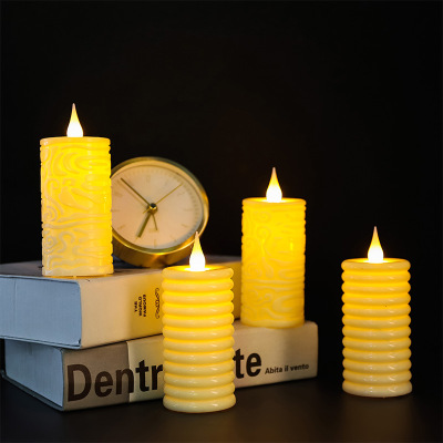 Exclusive for Cross-Border New Thread Carved Swing Electronic Candle Led Candle Birthday Atmosphere Decoration Factory Direct Supply