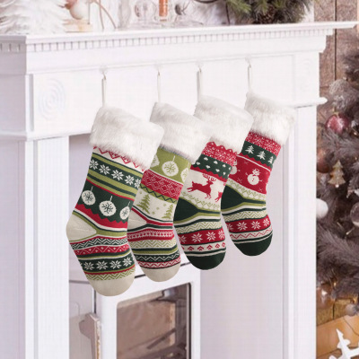 Cross-Border New Christmas Knitted Large Christmas Stockings Decorations Christmas Holiday Children's Gift Socks Gift Socks