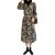 (With Lining) Autumn Winter Retro Turtleneck Pleated Stitching Floral Fake Two-Piece Dress