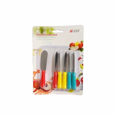 Foreign Trade Supply Stainless Steel Cream Knife Plastic Handle Butter Knife Fruit Knife Creative Fork Butter Knife Tools