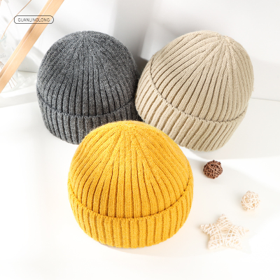 Autumn and Winter Hat Women's Solid Color Cashmere Knitted Cap Korean Style Winter Warm Hat Outdoor Casual Slipover Woolen Cap Women