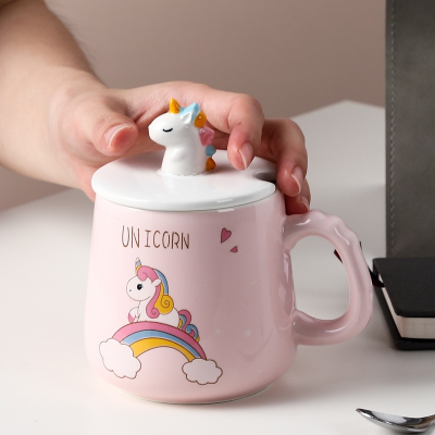 Cute Cartoon Hand-Painted Unicorn Water Cup Internet Celebrity Ins Ceramic Mug Student Couple Office Coffee Cup