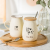 Cartoon Graffiti Cow Ceramic Mug with Cover Spoon Trendy Cute Student for Couple Breakfast Milk Coffee Cup