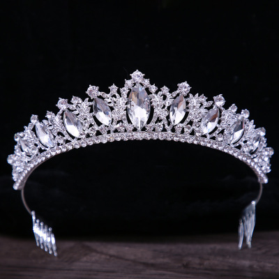 Bridal Headdress Bridal Crown European Alloy Princess Crown Wedding Headwear Comb Hair Accessories Birthday Performance Jewelry