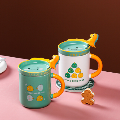 Cartoon Ceramic Cup Creative Dinosaur Mug Cute Student Water Bottle Good-looking for Couple Breakfast Milk Oatmeal Cup