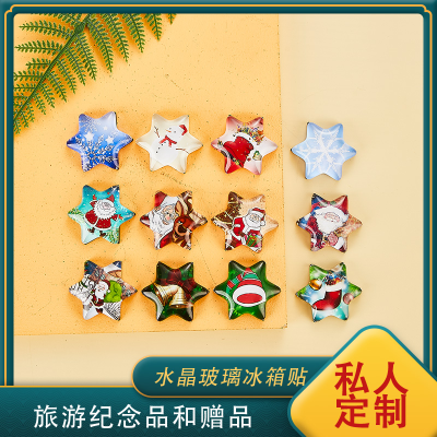 Factory Direct Sales Stereo Christmas Series Refridgerator Magnets Magnetic Fridge Glass Sticker Refridgerator Magnets Crystal Refridgerator Magnets Gifts